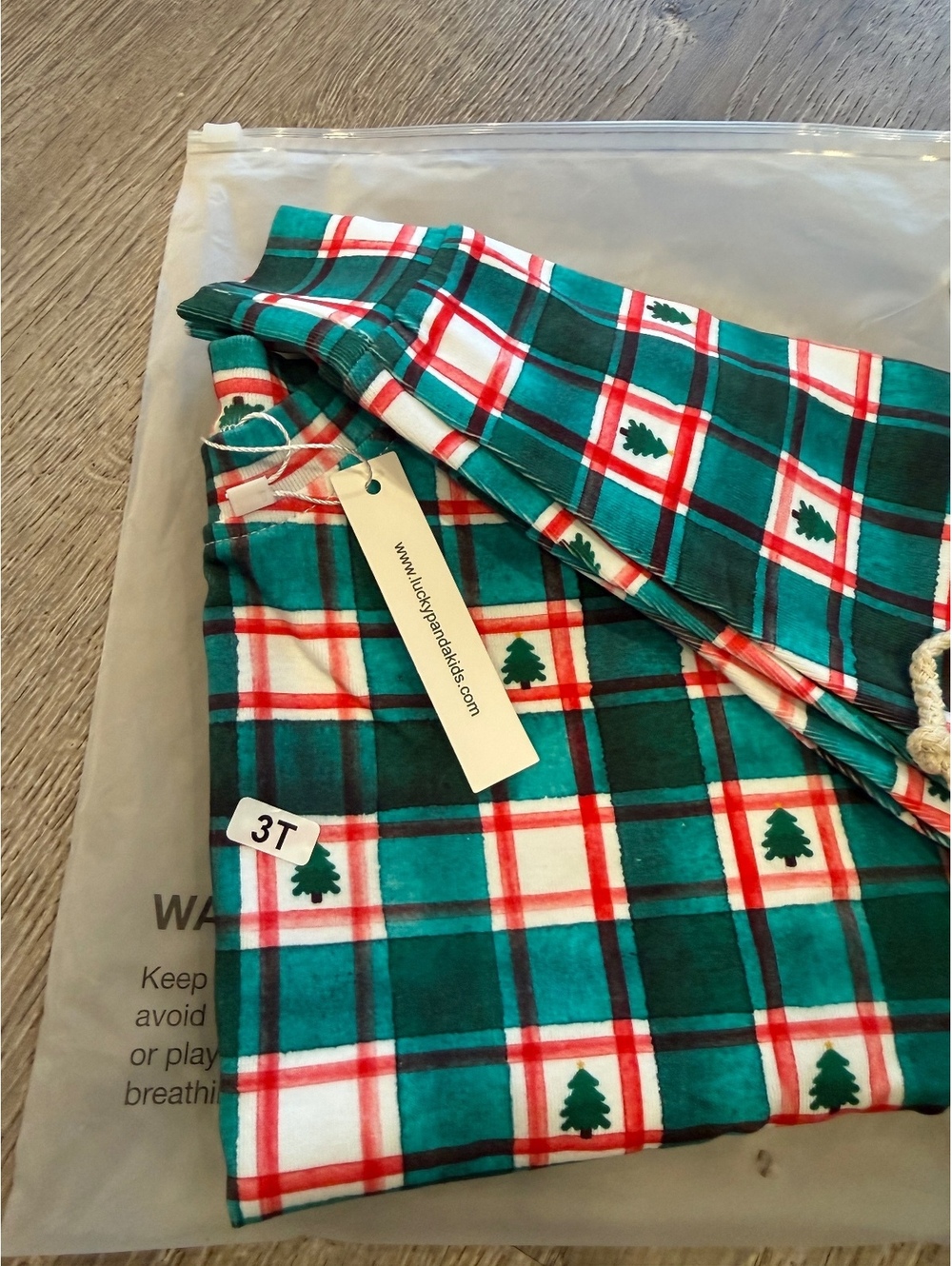 NWT Lucky Panda Kids, LPK, 3T Holiday Plaid Jogger Set, Winter Plaid